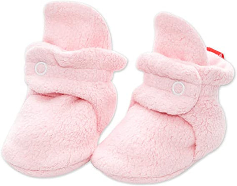 (; PINK; SIZE 3)(Item #633) Zutano Unisex Fleece Baby Booties with Organic Cotton Lining, Newborn Essentials