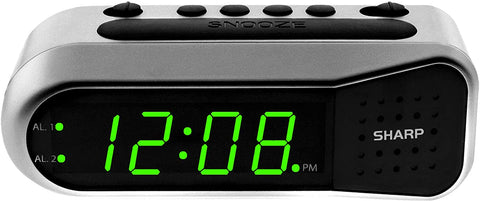 SHARP Digital Alarm Clock - Ascending Alarm Begins Faintly and Grows Increasing Louder, Gentle Wake Up Experience, Dual Alarm - Battery Back