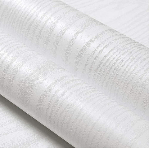 (; White; Item 24 x 10 x 0.04 inches)(Item #1) Yancorp 24 inches Wide 10ft Matte White Grain Wood Wallpaper Textured Vinyl Film Self-Adhesiv