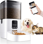 (Item #167) (White;by WiFi;) Balimo 6L Automatic Pet Feeder with 1080P HD WiFi Camera, App Control Pet Feeder for Cat and Dog, Timer Program