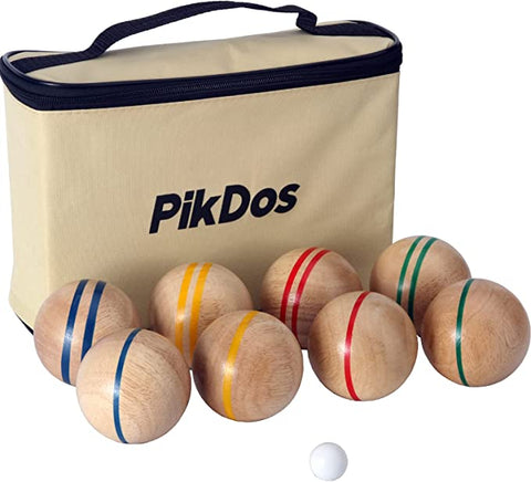 (Item #32) PikDos Wooden Bocce Balls Set Outdoor Family Bocce Games for Backyard Lawn Beach 8 Poly-Resin Balls & 1 Pallino & Carrying Case_7