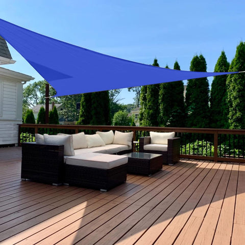 (Item #477) (Size: 20 x 20 x 20 ft;Color: Blue;) Quictent Sun Shade Sail Triangle 20x20x20ft Canopy Patio Shade Cover 185G HDPE 98% UV Block