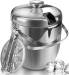 (Item #386) Jozo Ice Bucket Insulated with Tongs and Lids 3.4 Quarts for Parties and Bar, Stainless Steel Double Wall with Strainer(;;)