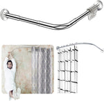 (Item #681) (Size: 40-60" x 40-60";;) Quany Life Stretchable Corner Shower Curtain Rod - Drill Free Install 304 Stainless L Shaped 40-60" x