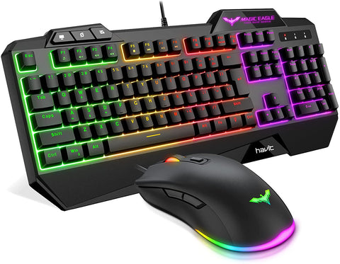 (Item #25) havit Wired Gaming Keyboard Mouse Combo LED Rainbow Backlit Gaming Keyboard RGB Gaming Mouse Ergonomic Wrist Rest 104 Keys Keyboa