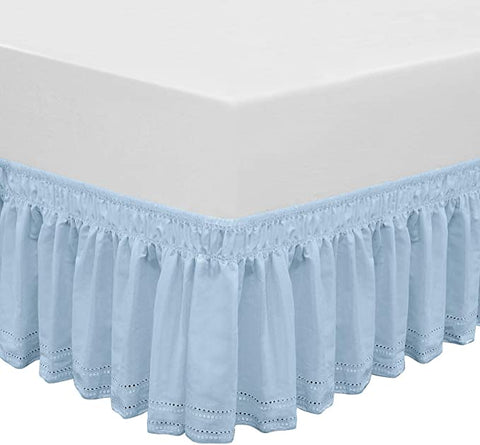 (Item #93) (;;) QSY Home Wrap Around Elastic Eyelet Bed Skirts 14 1/2 Inches Drop Dust Ruffle Three Fabric Sides Easy On/Easy Off Adjustable Poly