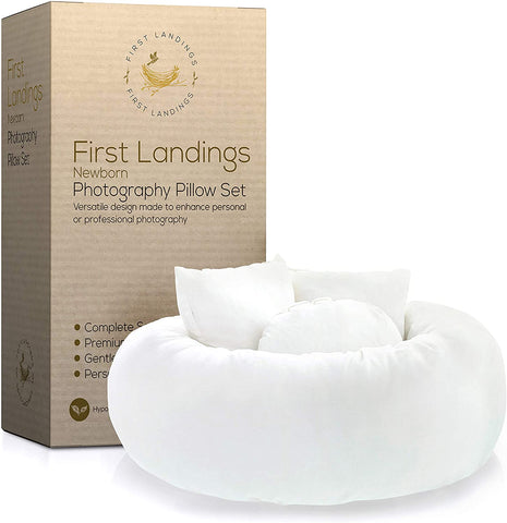 (; White; Product 13.3 x 7.99 x 5.2 inches)(Item #21) First Landings Newborn Photography Props - Photo Donut Prop and 3 Posing Pillows - Bab