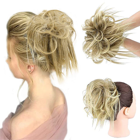 (Item #1001) (;;) HMD Messy Bun Hair Piece Hair With Elastic Rubber Band Extensions Hairpiece Synthetic Hair Extensions Scrunchies Hairpiece