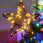 (Item #139) Homeleo Rustic Christmas Tree Topper, Light up Star Tree Topper, Handmade Large Rattan Tree Topper with Lights for Xmas Tree Dec