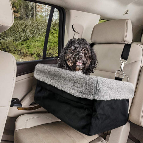 (Item #903) (;;) Devoted Doggy Deluxe Dog Car Seat, Dog Booster Seat Fits Pets up to 15lbs, Padded Cushioning, Adjustable Straps, Metal Fram