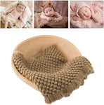(Suitable for 0-10 months baby; Made of wool) Newborn Photography Baskets Filler Knitted Blanket Wrap Baby Photo Props Rug | 14 X 63inch Bra