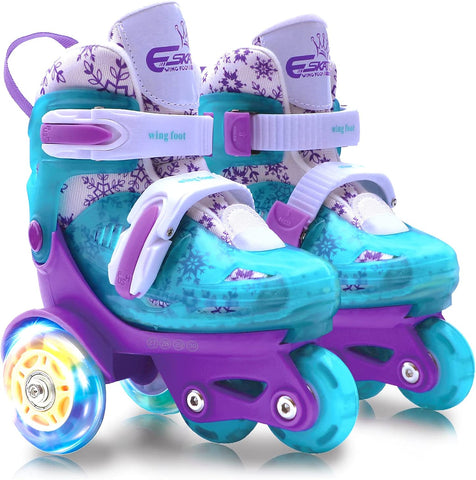 (; Purple; Package _15.98 x 10.04 x 5.39 inches)(Item #417) 4-Pejiijar Adjustable Roller Skates for Kids Girls Ladies with Light Up Flash LE