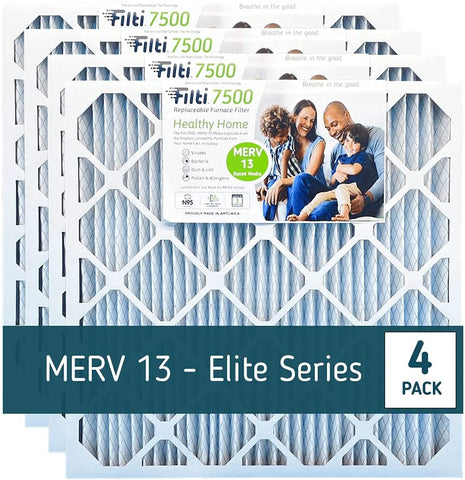 (Item #292) (;;) FILTI 7500 Air Filter 18x24x1 MERV 13 | Pleated Home Air Filter w/ Nanofiber Technology | HVAC AC Furnace Filter MADE IN USA, 4