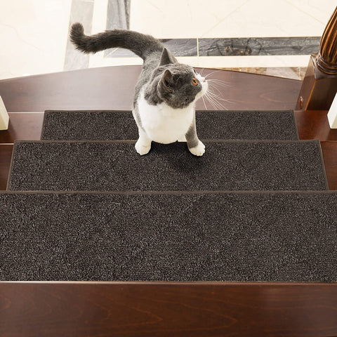 (; BROWN; )(Item #28) COSY HOMEER Dog Edging Stair Treads Non-Slip Carpet Mat 28inX9in Indoor Stair Runners for Wooden Steps, Edging Stair R