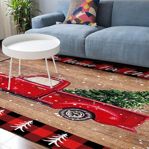 (; Red; Size; 5 x 8 Feet)(Item #12) (Similar) Soft Area Rugs for Bedroom Merry Christmas Truck Carry Xmas Tree Snowflake Winter Farm Red Pla
