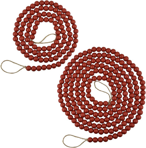(; Brown; Package 10 x 7.87 x 2.64 inches)(Item #12) 2pcs Wooden Beaded Garlands Christmas Wine Red Bead Garlands Wood Christmas Tree Decora