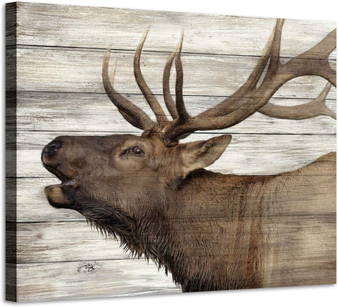 (Item #863) (;;) ARTISTIC PATH Elk Pictures Canvas Wall Art: Wildlife Animals Artwork Print on Wrapped Canvas Paintings for Bedroom