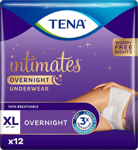 (; Purple; Package 19.8 x 17 x 16 inches)(Item #17) TENA Intimates Overnight Underwear XLarge, 12 Count - 4 Packs per case.