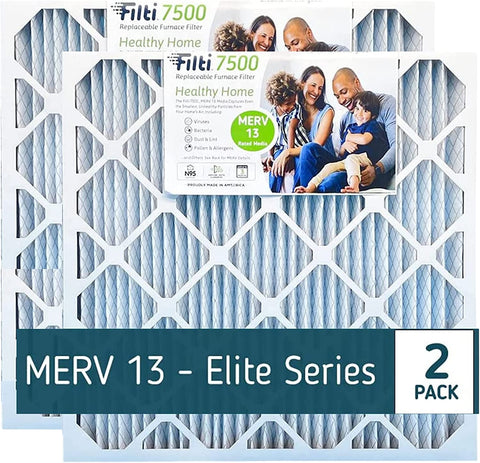 (Not in perfect condition; White; Item 20 x 25 x 4 inches)(Item #25) FILTI 7500 Air Filter 20x25x4 MERV 13 | Pleated Home Air Filter w/ Nano