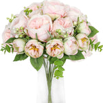 (; LIGHT PINK; Package 10.83 x 9.06 x 3.82 inches)(Item #501) Nubry Artificial Flowers 2 Bunches Fake Peony Silk Flowers Arrangements with E