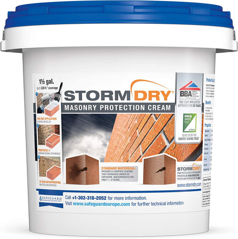 (; White; Package _10.4 x 9.6 x 9.6 inches)(Item #18) Stormdry Masonry Protection Cream (1.5 Gallon) Certified Brick, Stone, Mortar, Render