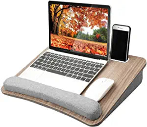 (Item #629) (;;) HUANUO Lap Laptop Desk - Portable Lap Desk with Pillow Cushion, Fits up to 15.6 inch Laptop, with Anti-Slip Strip & Storage Function