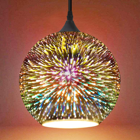 (; Multicolor; Product 7.87 x 7.87 x 7.87 inches)(Item #7) FRIDEKO HOME Industrial Modern 3D Colourfull Glass Pendant Light 7.9 inches Firew