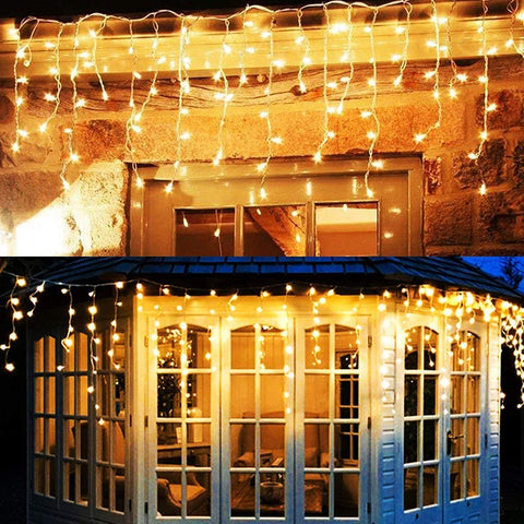 (USED) Twinkle Star 360 LED Christmas Iciclelights Outdoor Dripping Ice Cycle Lights, 29.5ft 8 Modes Curtain Fairy Lights with 60 Drops, Ind