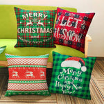 (Item #195) BININBOX Christmas Throw Pillow Covers Decorative Pillow Cover 4 Set 18x18 Inches Linen Christmas Pillowcase Red&Green Plaid Dee