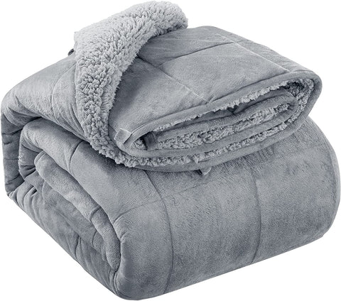 (Item #25) HBlife Sherpa Fleece Weighted Blanket for Adults, Oeko-Tex Certified 20 lbs Thick Fuzzy Bed Blanket, Heavy Reversible Soft Fluffy