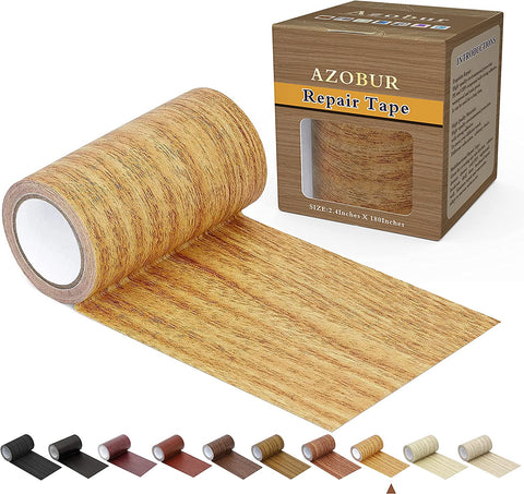 (; DARK WALNUT; )(Item #624) Azobur Repair Tape Patch 2.4"X15' Wood Textured Adhesive for Door Floor Table and Chair (Natural Oak)
