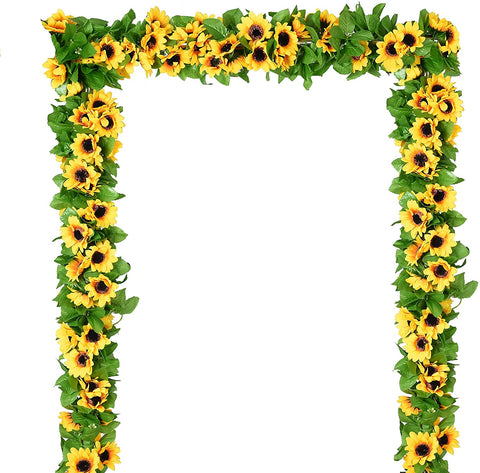 (; Light Yellow; Package 8.8 x 5.5 x 3.4 inches)(Item #538) DearHouse 4 Pack Artificial Sunflower Garland Silk Sunflower Vine Artificial Flo