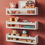 (; Classic White; Product 4.7"D x 17"W x 4"H)(Item #14) Set of 3 White Nursery Room Shelves - Solid Wood Ideal for Books, Toys and Decor (Cl