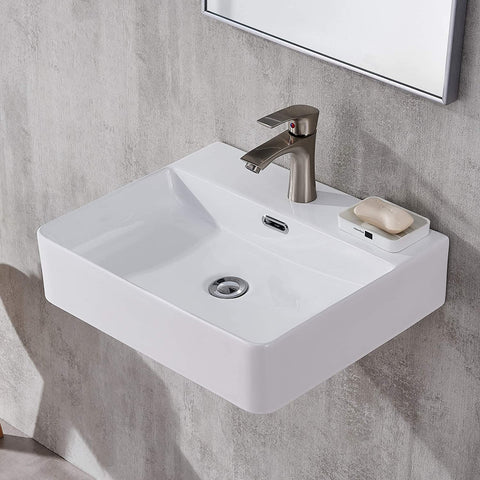 (;WHITE;_24.25 x 21.5 x 9.25 inches)(Item #23) Bathroom Sink,Wall Mount Sink,20"X 17"White Rectangle Wall Mounted Bathroom Vessel Sink,Moder