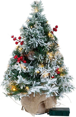 (Item #338) Joiedomi 20" Snow Flocked Prelit Tabletop Christmas Tree for Best Christmas Home Decorations (Battery Operated)(4.9786;;)