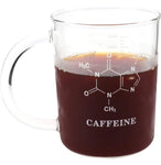 2 Pack Caffeine Beaker Mug Caffeine Molecule Mug, 16 oz Borosilicate Glass Chemistry Mug Coffee Mugs with Handle and Measuring for Tea, Coffee, Latte, Hot and Cold Beverage