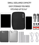Electronics Organizer, Electronic Accessories Double Layer Travel Cable Organizer Cord Storage Bag for Cables, iPad (Up to 9.7''), Charger, Phone, USB, SD Card（Black)