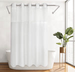 (Repackaged, new) No Hooks Needed Textrue Fabric Shower Curtain with Snap in Liner - Hotel Grade, Spa Like - 71x74 inch, White
