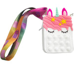 Verfammy Unicorn Bag Push Bubble Fidgets Sensory Toy，Silicone Push Popper Stress Relief Toy School Supplies for Kids (White)
